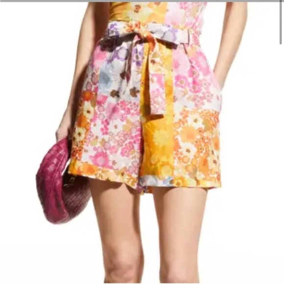 Johnny Was Sherrie 100% Linen Floral Belted Easy Shorts - Floral Multi Size M - Picture 11 of 11